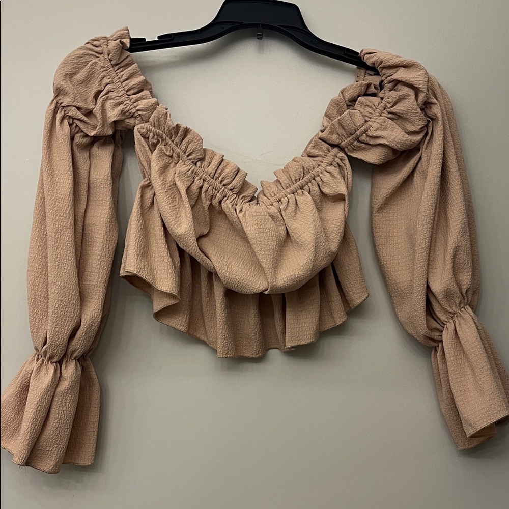 SHEIN Tan Ruffled Blouse